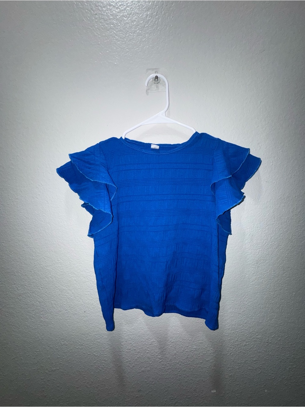 SHEIN Bright Blue Ruffle Sleeve Blouse